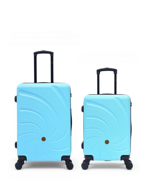 Set van 2 hemelsblauwe weekend- en hutkoffers Serena 67/57 cm