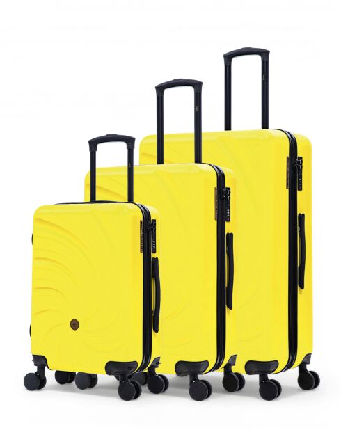 3er-Set - Serena 77/67/57 cm gelbe große Koffer, Wochenende und Kabine