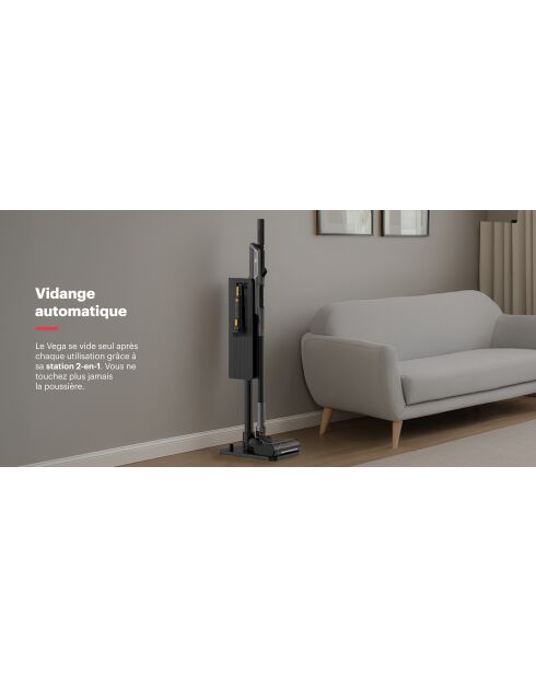 Aspirador de barra con estación de vaciado modelo Station Vega gris