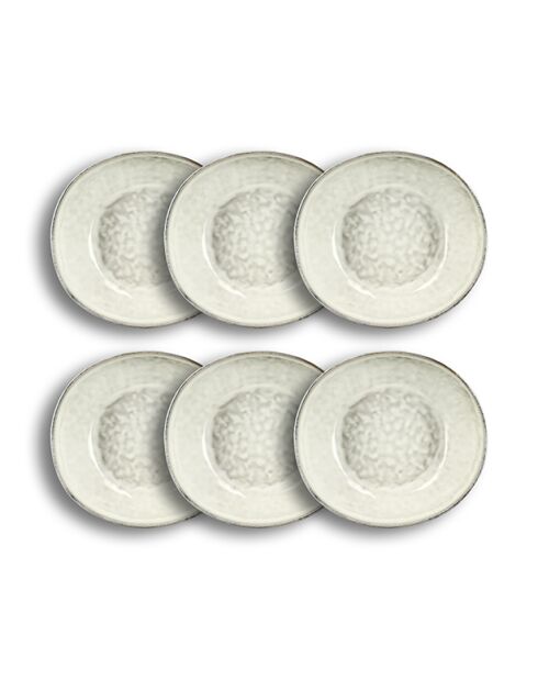 Lot 6 assiettes creuses boral en grès beige - D.21 cm