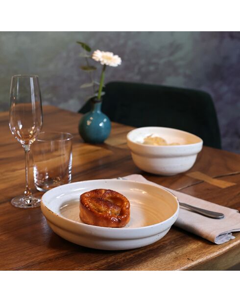 Lot 6 asiettes creuses ora en porcelaine beiges - D.21 cm