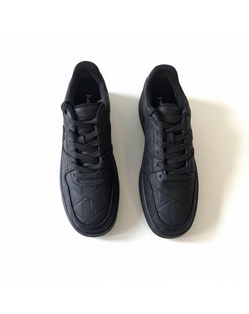 49SFA0058 zwarte klassieke leren sneakers