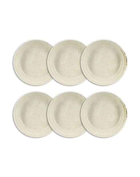 Lot 6 asiettes creuses ora en porcelaine beiges - D.15.5cm