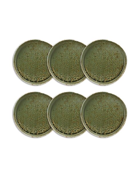 Lot 6 assiettes plates sigma en porcelaine vertes - D.23cm