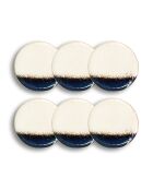 Set van 6 witte en blauwe zandstenen katanga dinerborden - D.27,5 cm