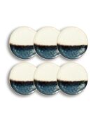 Juego de 6 platos de postre katanga de arenisca blanca y azul, 20,5 cm de diámetro