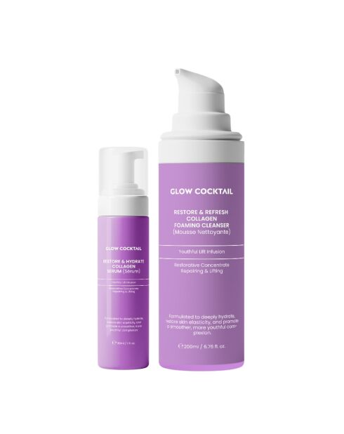 Collageen herstellend en hydraterend serum 30 ml + schuimende reiniger voor herstel en verfrissing van collageen 200 ml
