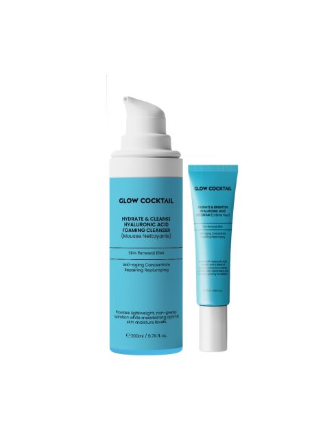 Limpiador espumoso de ácido hialurónico, 200 ml, más crema de contorno de ojos con ácido hialurónico, 15 ml