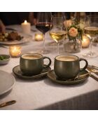 Lot 6 paire-tasse oli en grès vertes - 22cl