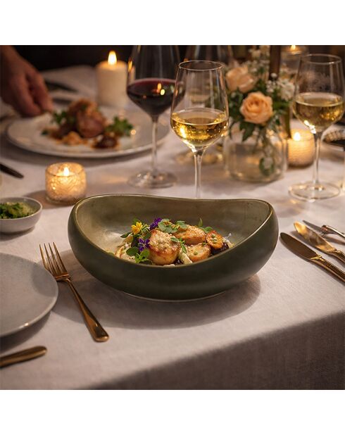 Set aus 6 Suppentellern Oli aus grünem Steinzeug — D.20,5 cm