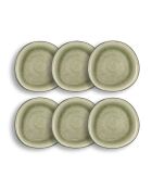 Set aus 6 olivgrünen Speisetellern aus Steinzeug, D.20,5 cm