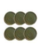 Juego de 6 platos llanos de porcelana sigma verde, 27,5 cm de diámetro