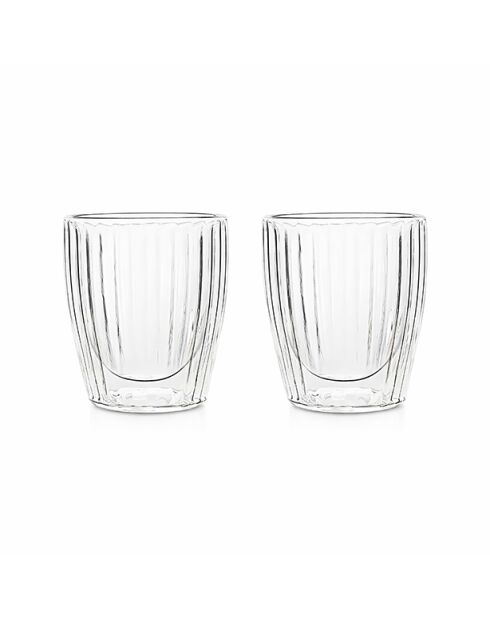 Lot 2 tasses hera en verre borosilicate tranparentes double paroi - 12cl