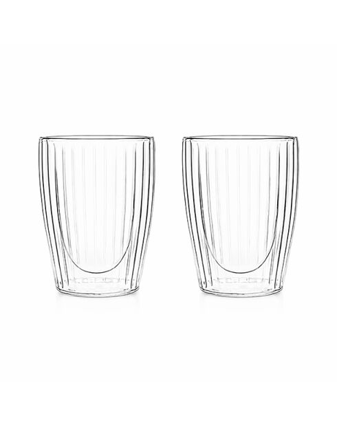 Lot 2 tasses hera en verre borosilicate tranparentes double paroi - 35cl