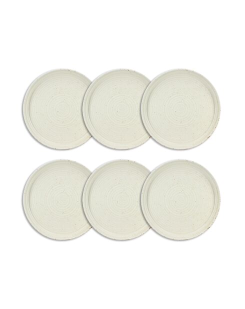 Lot 6 assiettes plates ora en porcelaine beiges - D.27cm