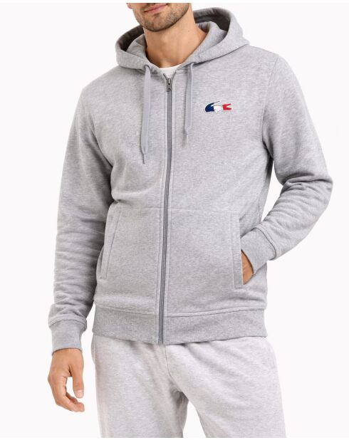 Sweat-shirt en coton argenté chiné