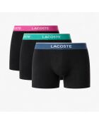 Lot de 3 boxers longs coton stretch noir/faucon-epicea-malva