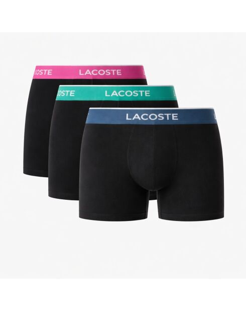 Lot de 3 boxers longs coton stretch noir/faucon-epicea-malva