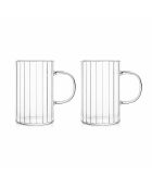 Lot 2 tasses leia en verre borosilicate tranparentes avec anse - 25cl