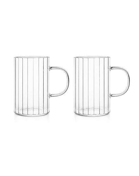 Lot 2 tasses leia en verre borosilicate tranparentes avec anse - 25cl