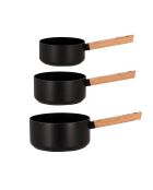 Set van 3 zwarte aluminium Ector pannen — 16/18/20 cm
