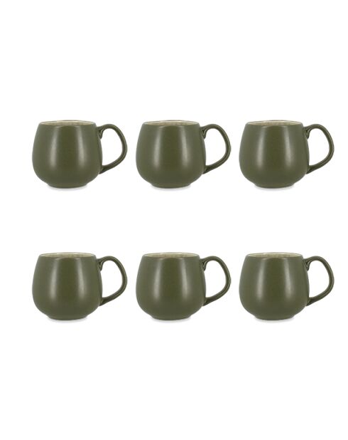 Lot 6 mugs oli h9cm oli grès verts - 38cl