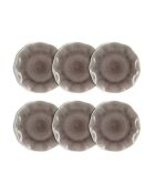 Juego de 6 platos llanos Nova blancos y morados en gres de Parma, 26,6 cm de diámetro