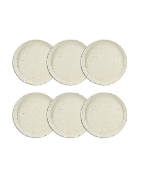 Lot 6 assiettes plates ora en porcelaine beiges - D.20.5cm