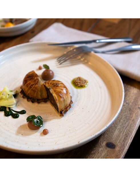 Lot 6 assiettes plates ora en porcelaine beiges - D.20.5cm