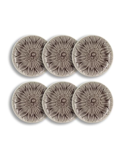 Juego de 6 platos de postre Nova blancos y morados en gres de Parma, 20,5 cm de diámetro