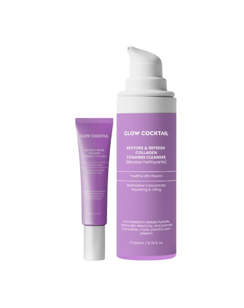 Limpiador espumoso de colágeno Restore & Refresh, 200 ml, y crema de ojos con colágeno Restore & Revive, 15 ml