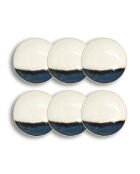 Lot 6 coupelles katanga 20cm en grès blanches et bleues - 20 x 20 x 7cm