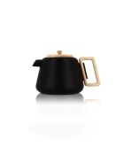 Viggo zwarte gietijzeren theepot met handvat, houten deksel - 50cl