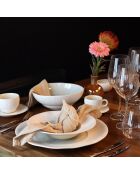 Lot 4 assiettes gourmet urus 23.5cm en porcelaine blanches et bleues - D.23 cm