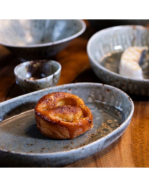 Set mit 6 ovalen grünen Porzellantellern Sigma - D.23,6 cm