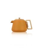 Viggo gele gietijzeren theepot met handvat, houten deksel - 50cl