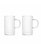 Lot 2 tasses leia en verre borosilicate tranparentes avec anse - 35cl