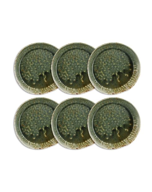 Lot 6 assiettes coupes sigma  en porcelaine vertes - D.20.5cm