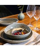 Set mit 6 Sigma-Tassentellern aus grünem Porzellan — D.20,5 cm