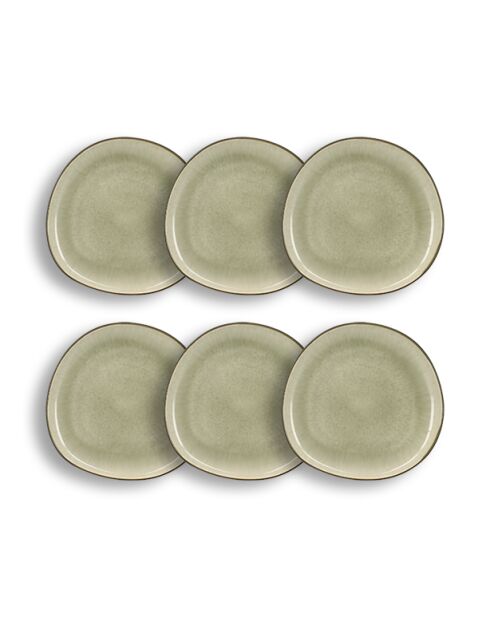Set di 6 piatti da dessert Oli in gres verde — D.22 cm
