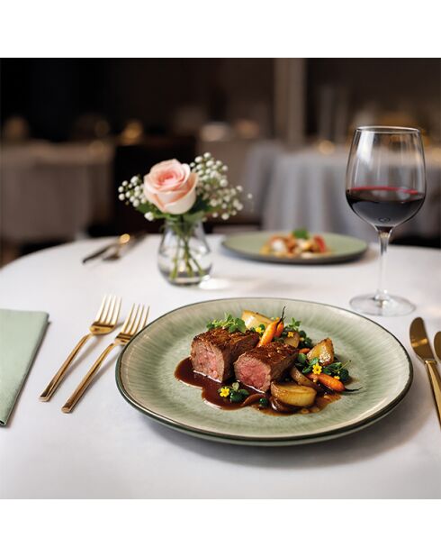 Set di 6 piatti da dessert Oli in gres verde — D.22 cm