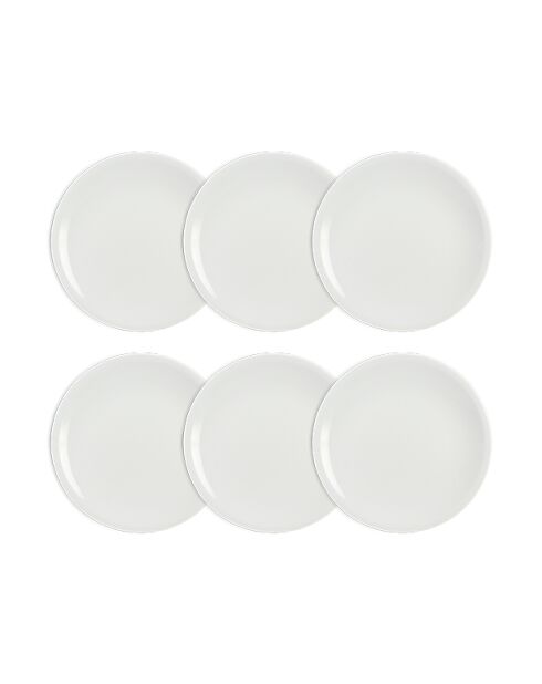 Lot 6 assiettes plates omega en porcelaine blanches - D.18cm