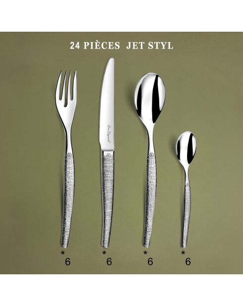 Juego de cubiertos y cuchillos de mesa gris Jet Styl, 24 piezas