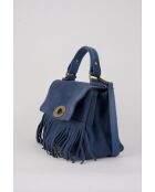 Louis Frange Schultertasche aus blauem Leder - 28x20x9cm