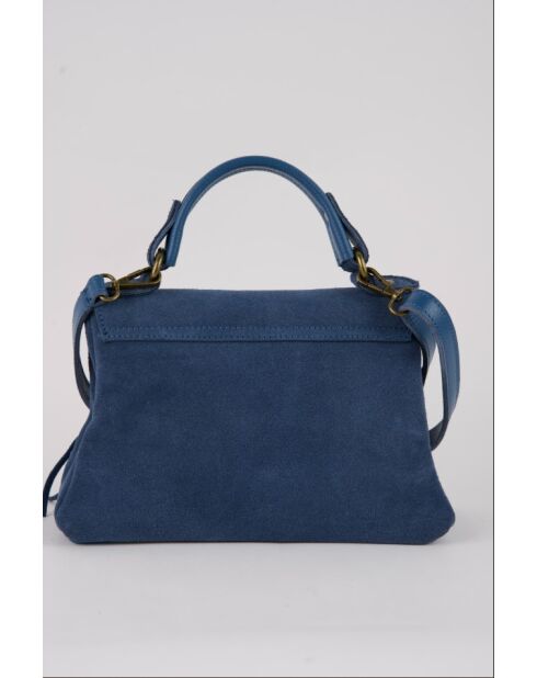 Louis Frange Schultertasche aus blauem Leder - 28x20x9cm