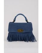 Louis Frange Schultertasche aus blauem Leder - 28x20x9cm