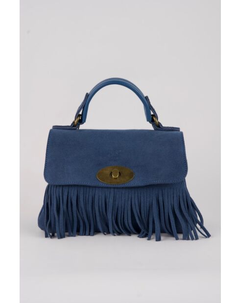 Louis Frange Schultertasche aus blauem Leder - 28x20x9cm