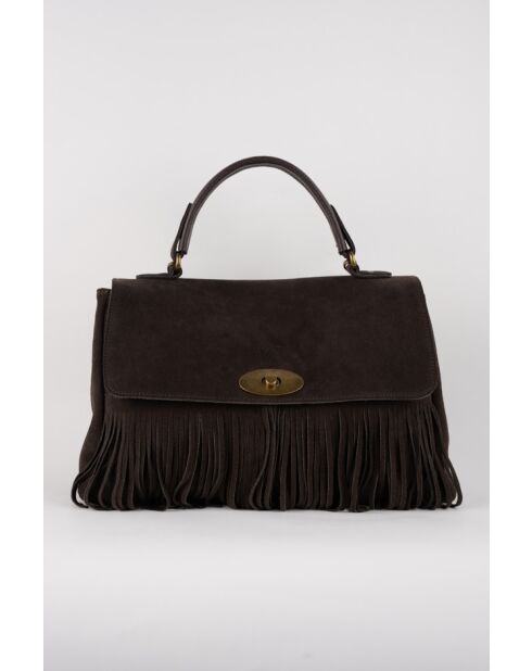 Mick Lederhandtasche Frange mokka - 40x25x14cm