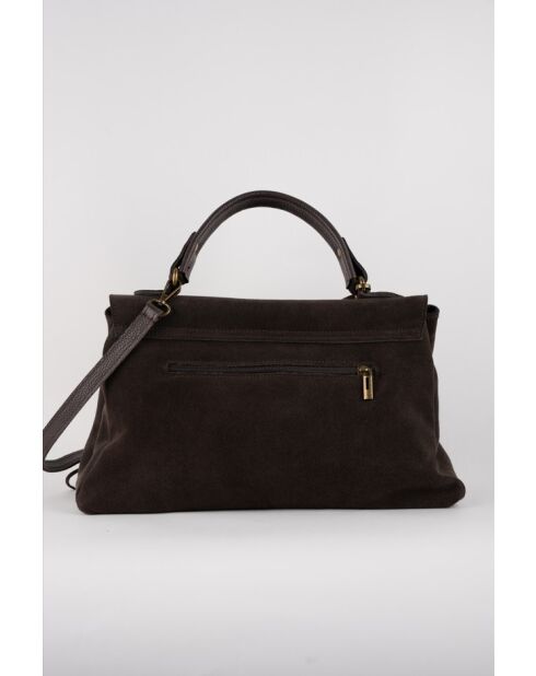 Mick Lederhandtasche Frange mokka - 40x25x14cm