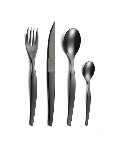 Besteckset im Vintage-Stil, tiefschwarz, 32-teilig